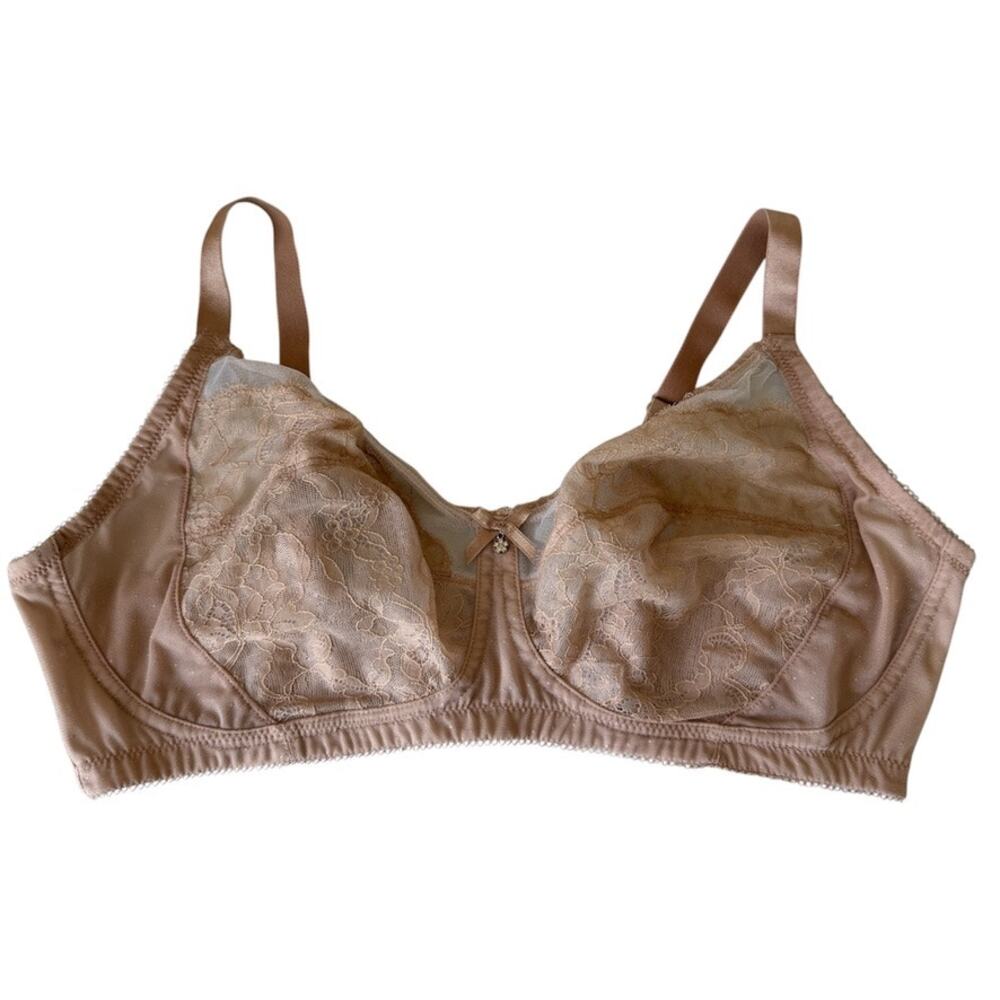 Wacoal 852186 Retro Chic Wireless Plus Bra Chantilly Sheer Lace Nude Size 40D